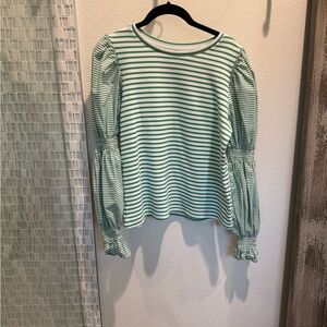 Addison Bay Green Striped Blouse